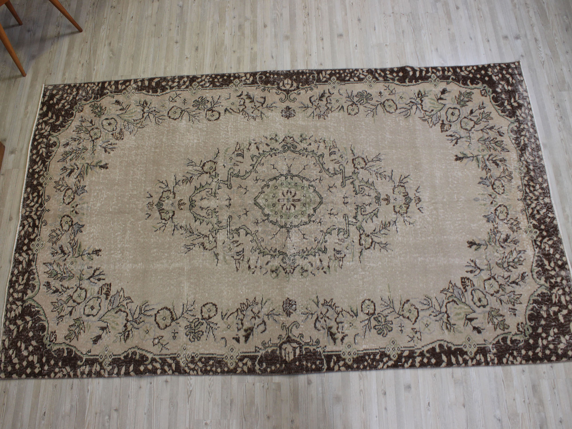 Distressed Handmade Wool Rug, Vintage — detail view 3, handmade vintage rug