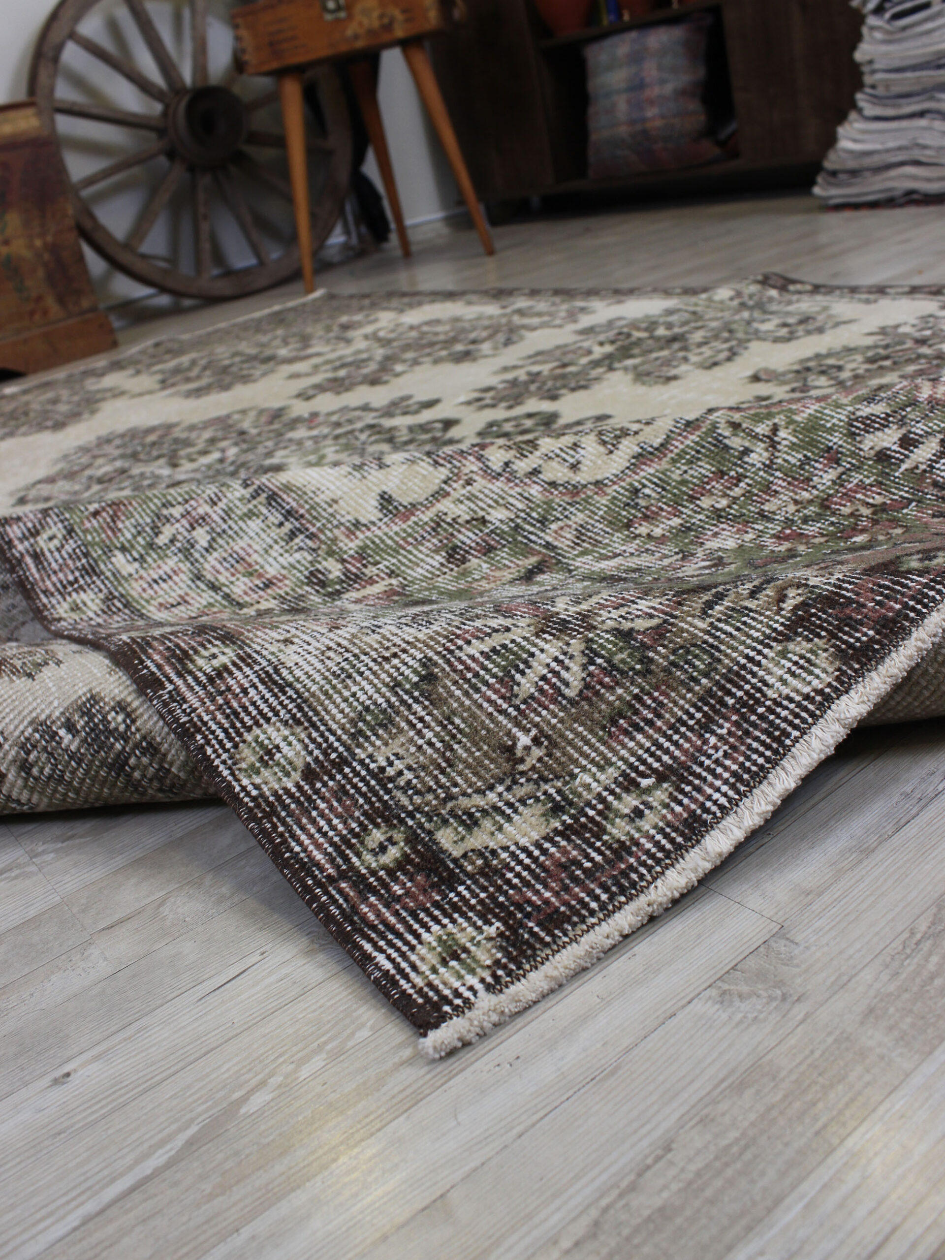Distressed Vintage Handmade Rug — detail view 4, handmade vintage rug