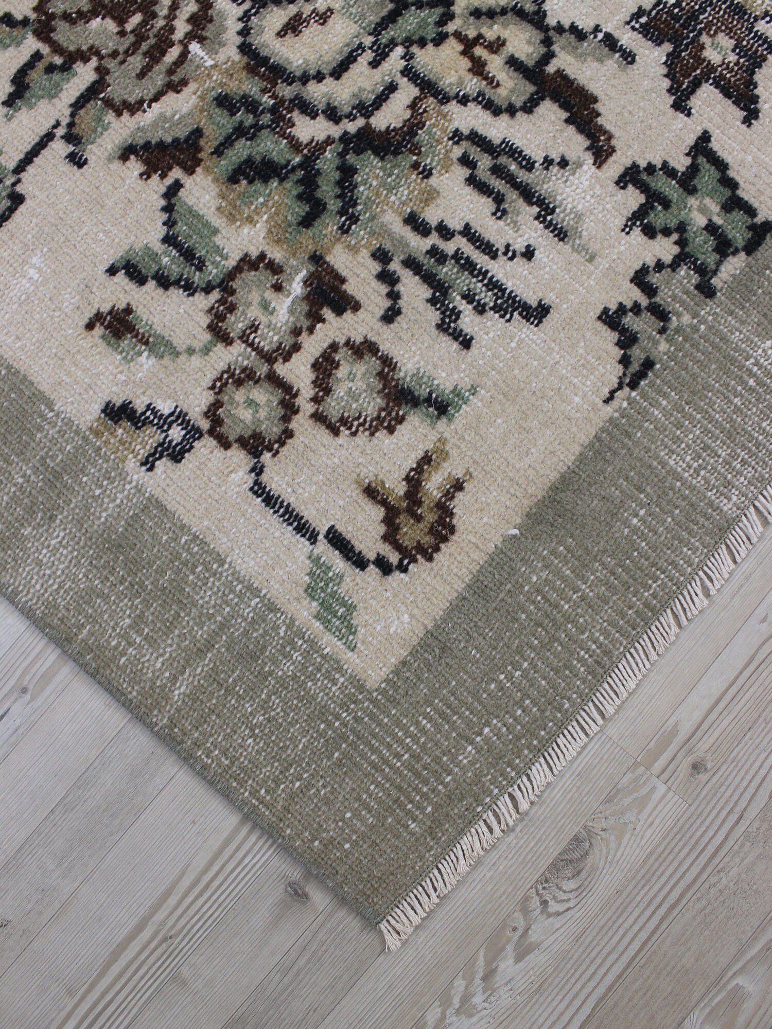 Vintage Handwoven Rug, Distressed — detail view 4, handmade vintage rug