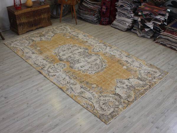 Vintage-Style Wool Rug, Handmade rug, cotton wool/weave, size 162 × 291 cm, from Antalya, SKU 10615
