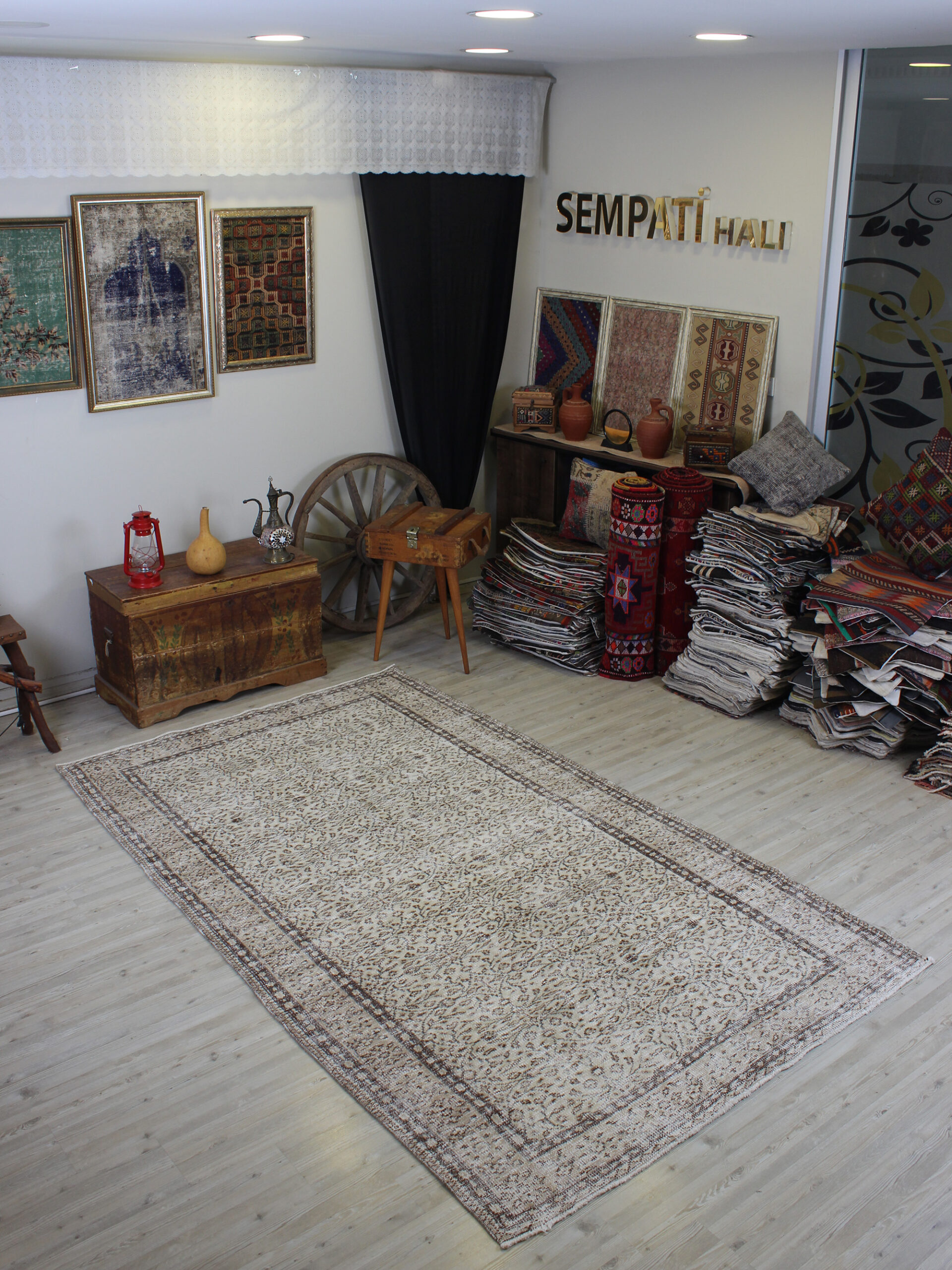 Eskitme Yün Vintage El Dokuma Halı 164 x 273 cm 10616 - Görsel 10