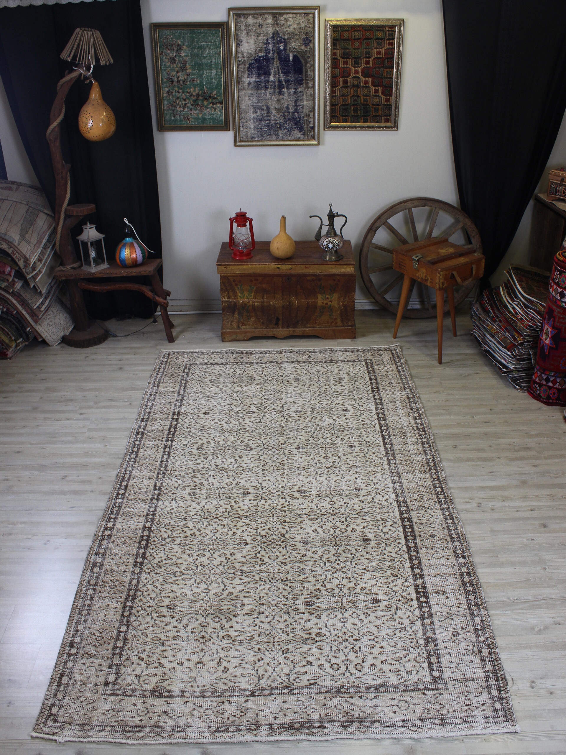 Distressed Wool Vintage Hand-Woven Rug — detail view 4, handmade vintage rug