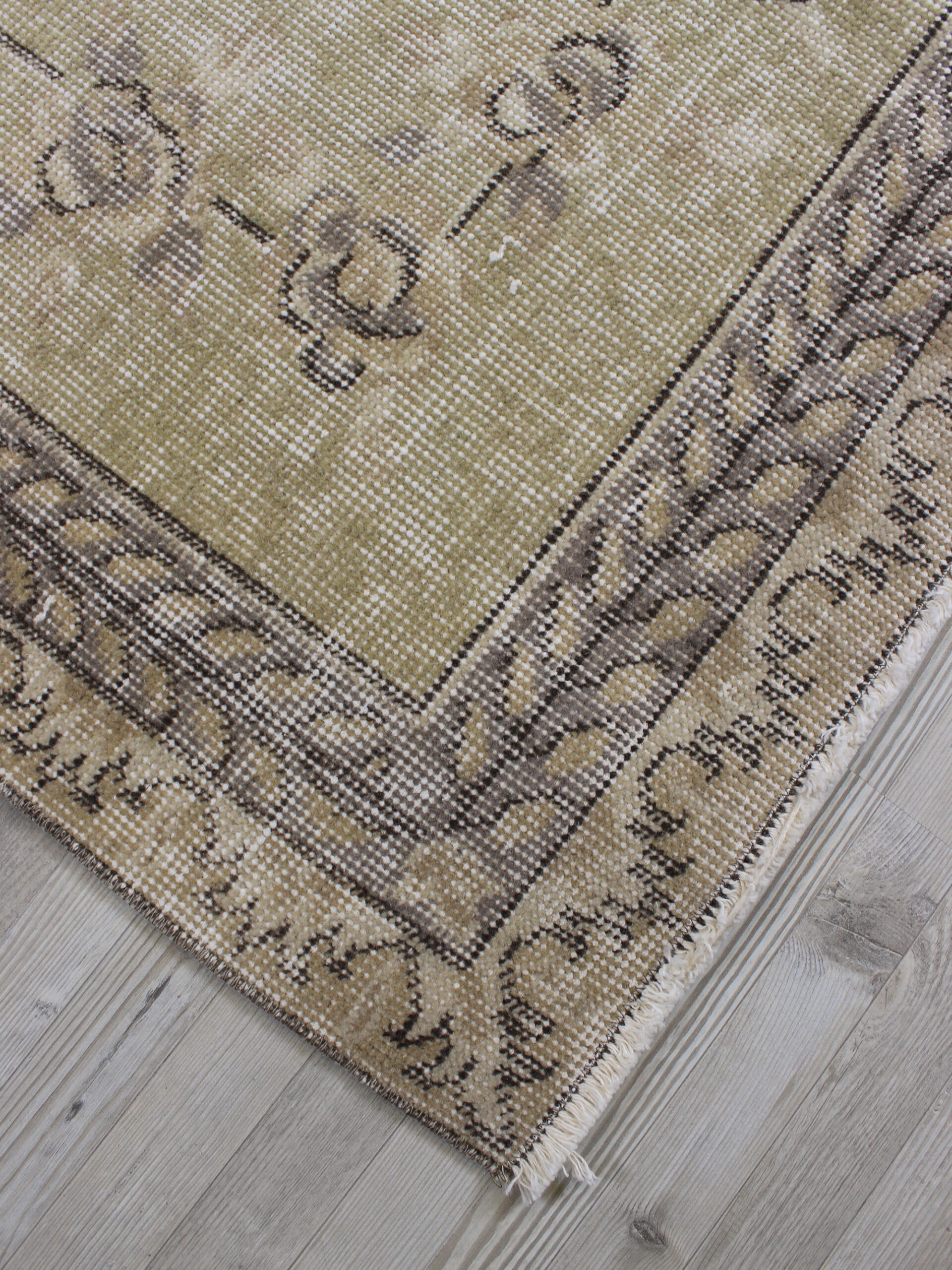 Distressed Wool Vintage Handmade Rug — detail view 3, handmade vintage rug