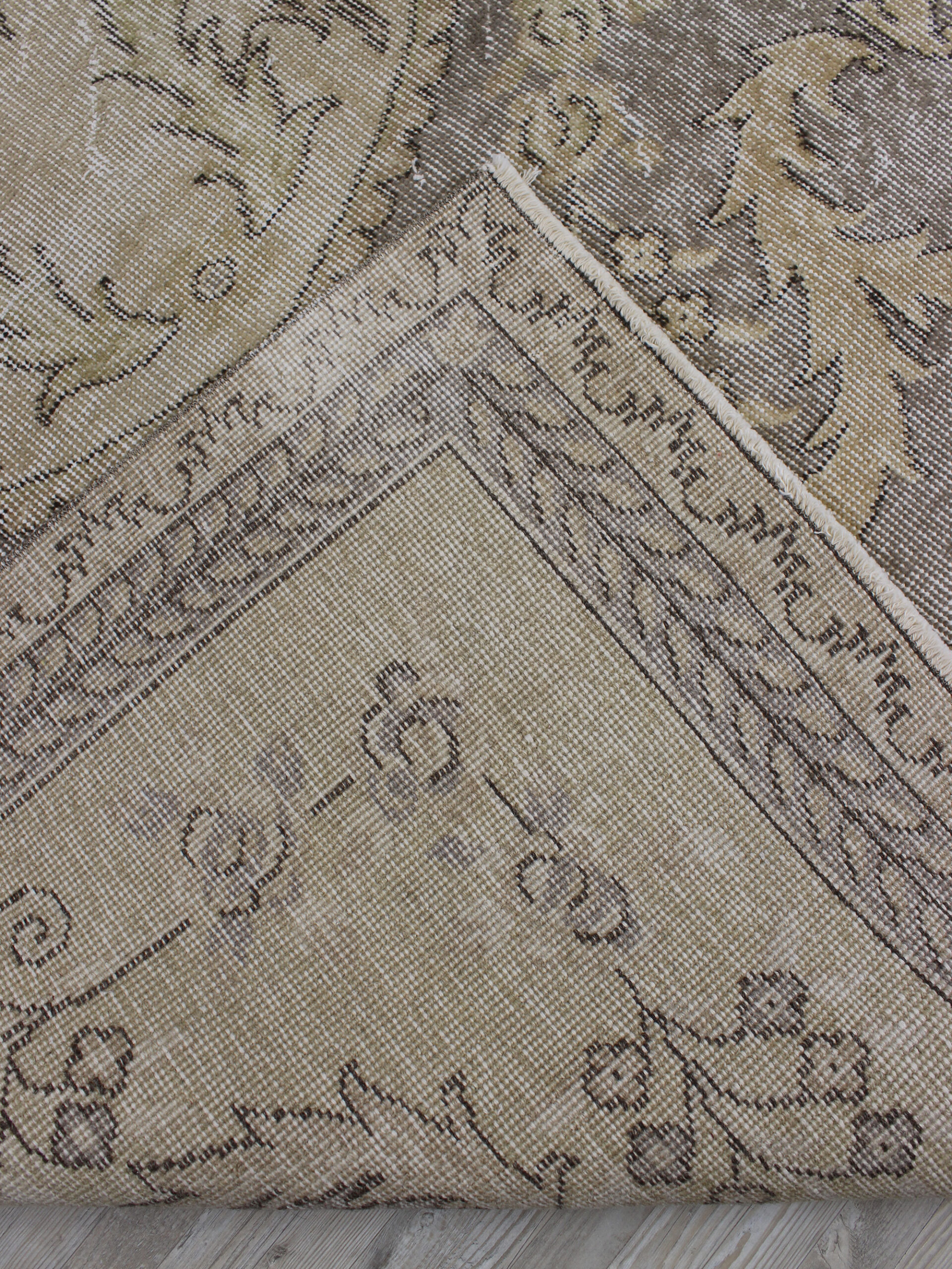 Distressed Wool Vintage Handmade Rug — detail view 4, handmade vintage rug