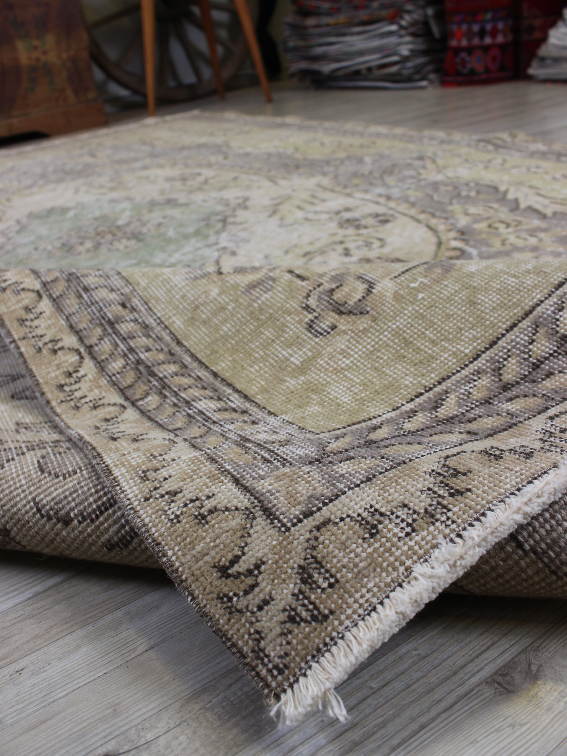 Distressed Wool Vintage Handmade Rug — detail view 5, handmade vintage rug