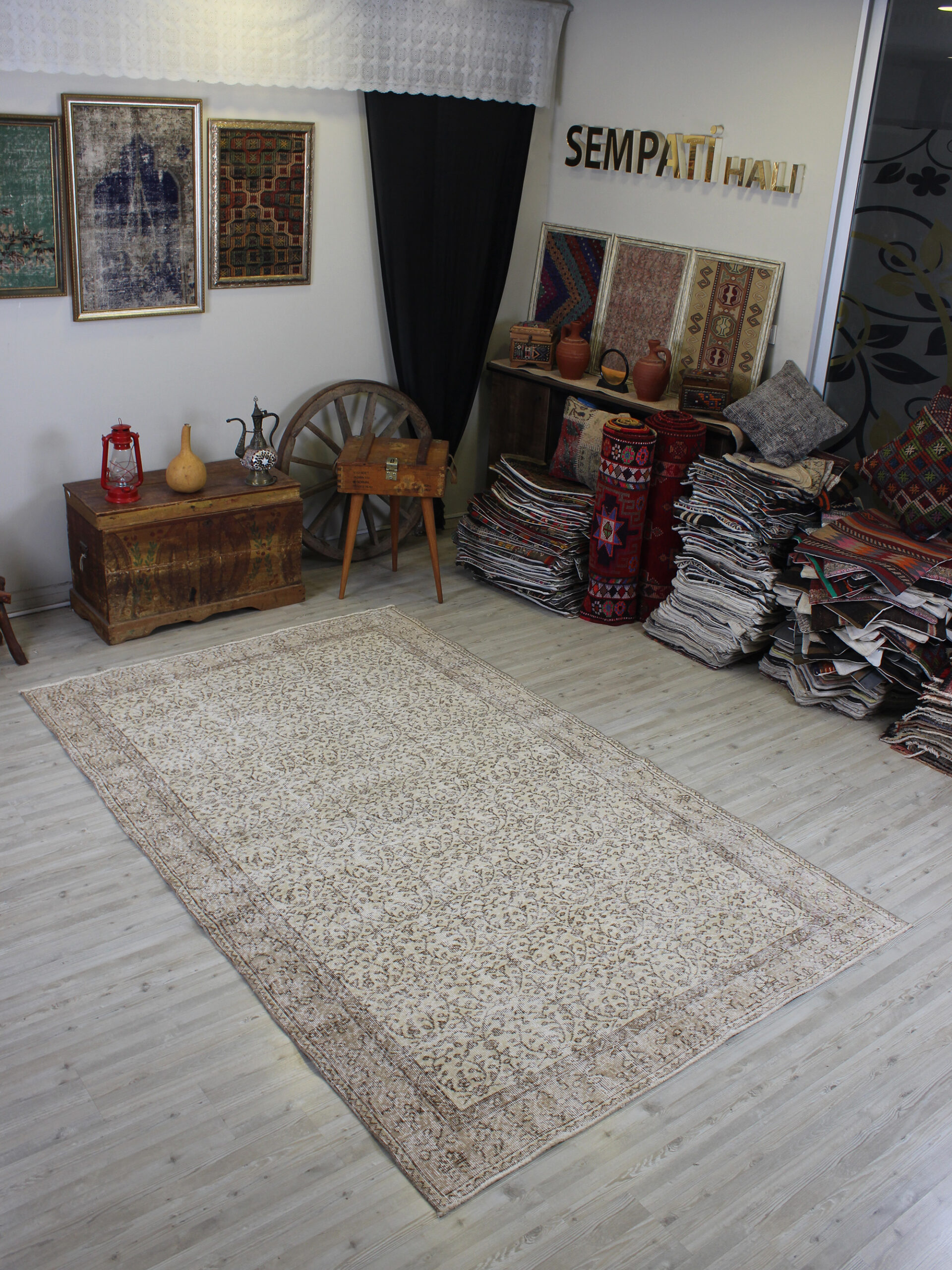 Vintage Handmade Wool Rug — detail view 2, handmade vintage rug