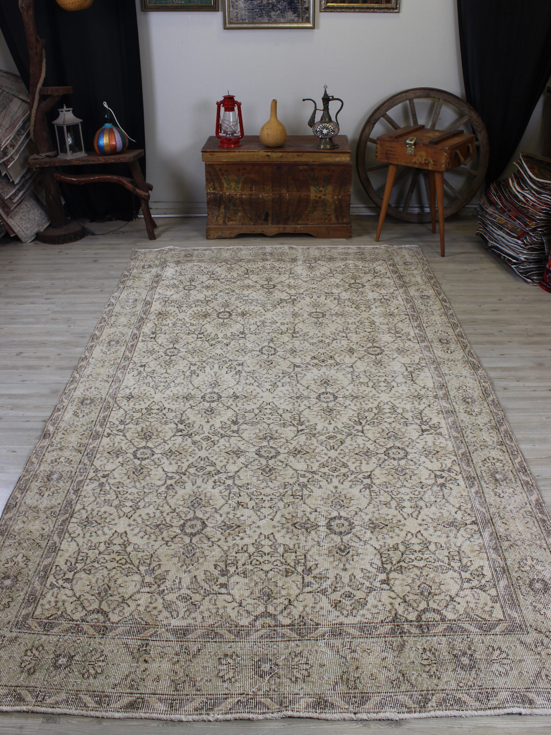 Distressed Wool Handmade Rug, Vintage — detail view 5, handmade vintage rug