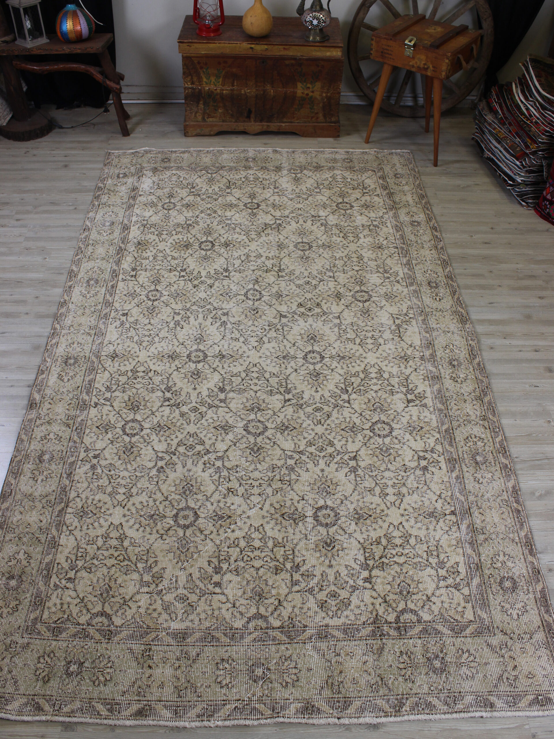 Eskitme Yün El Yapımı Halı Vintage 170 x 298 cm 10620 - Görsel 7