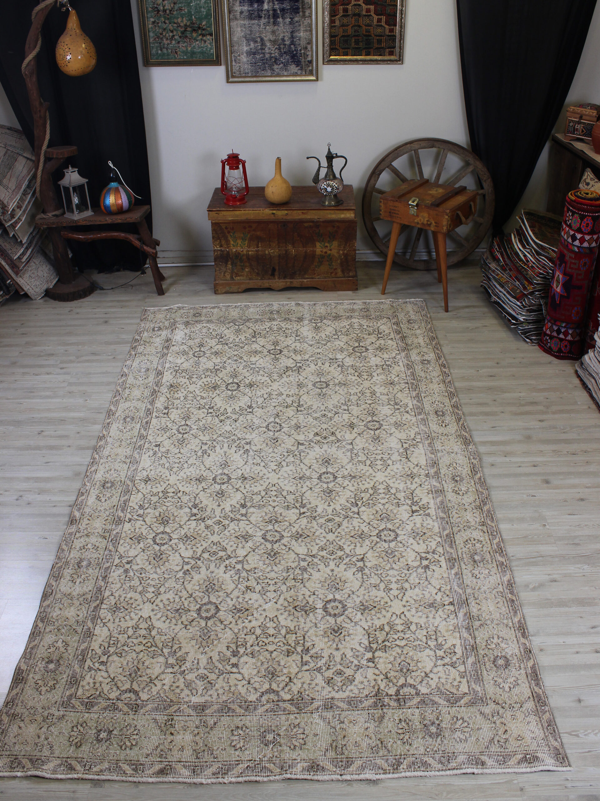 Eskitme Yün El Yapımı Halı Vintage 170 x 298 cm 10620 - Görsel 9