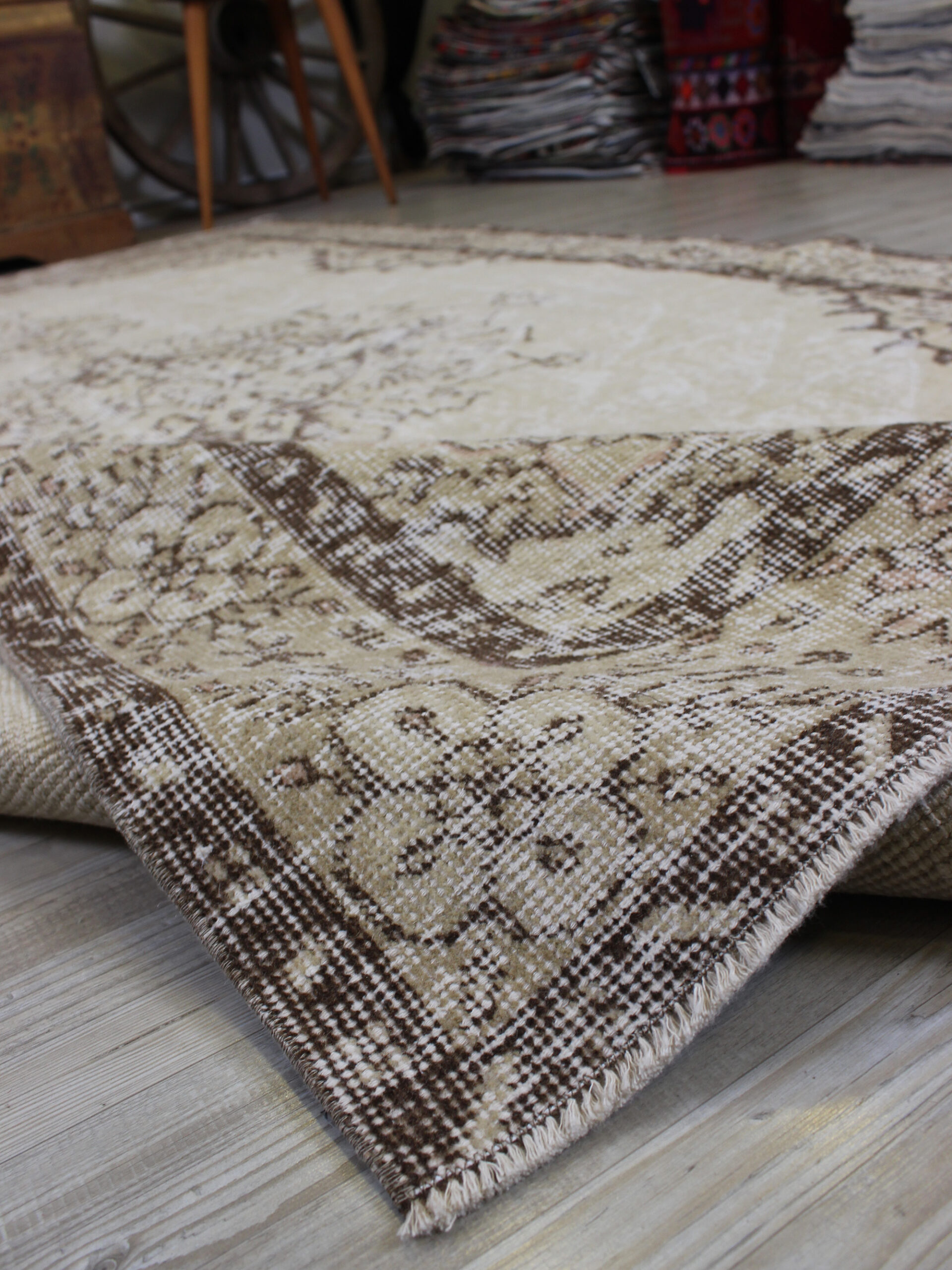 Vintage Handmade Rug, Distressed — detail view 4, handmade vintage rug