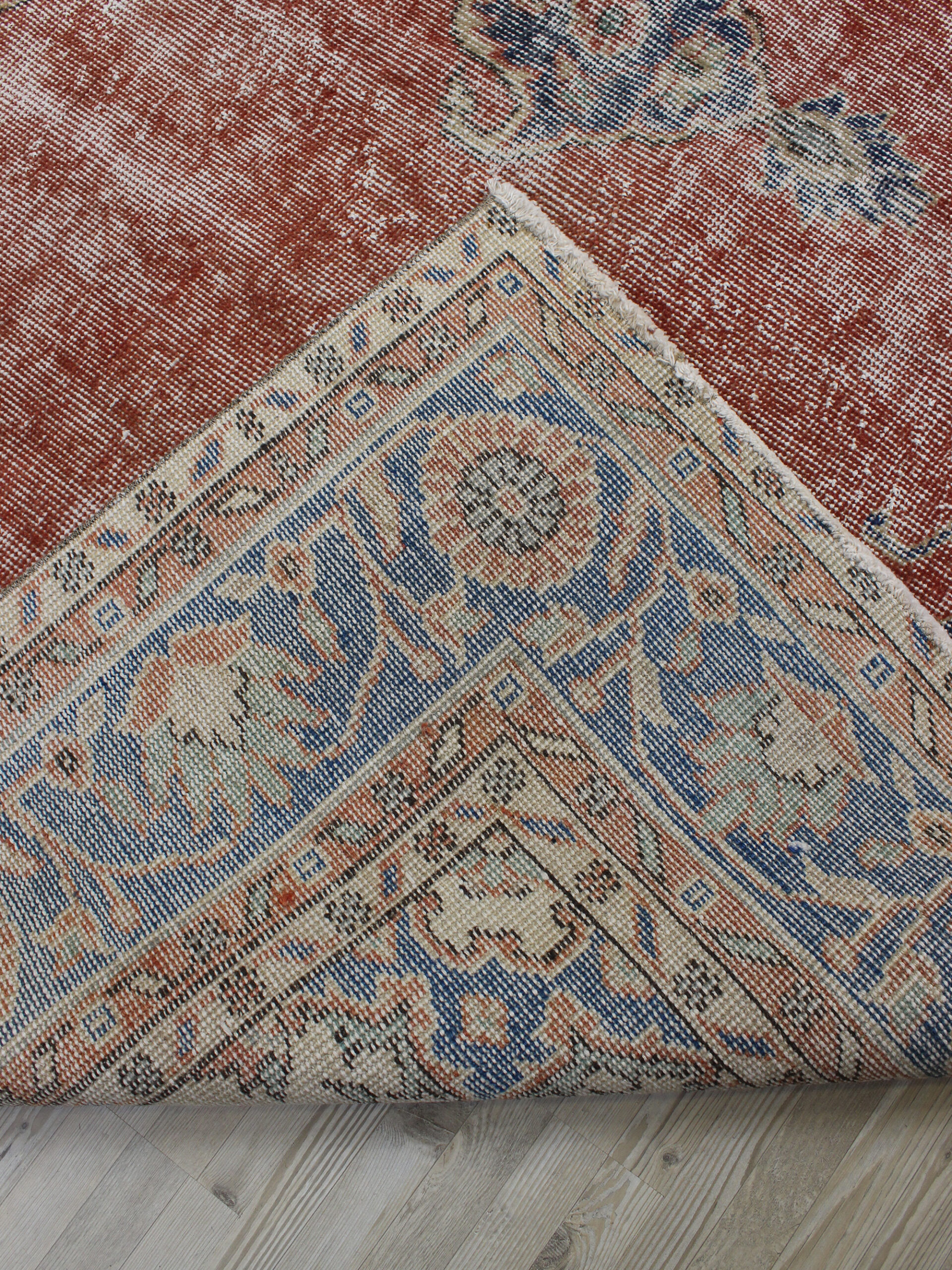 Distressed Handmade Vintage Rug — detail view 4, handmade vintage rug