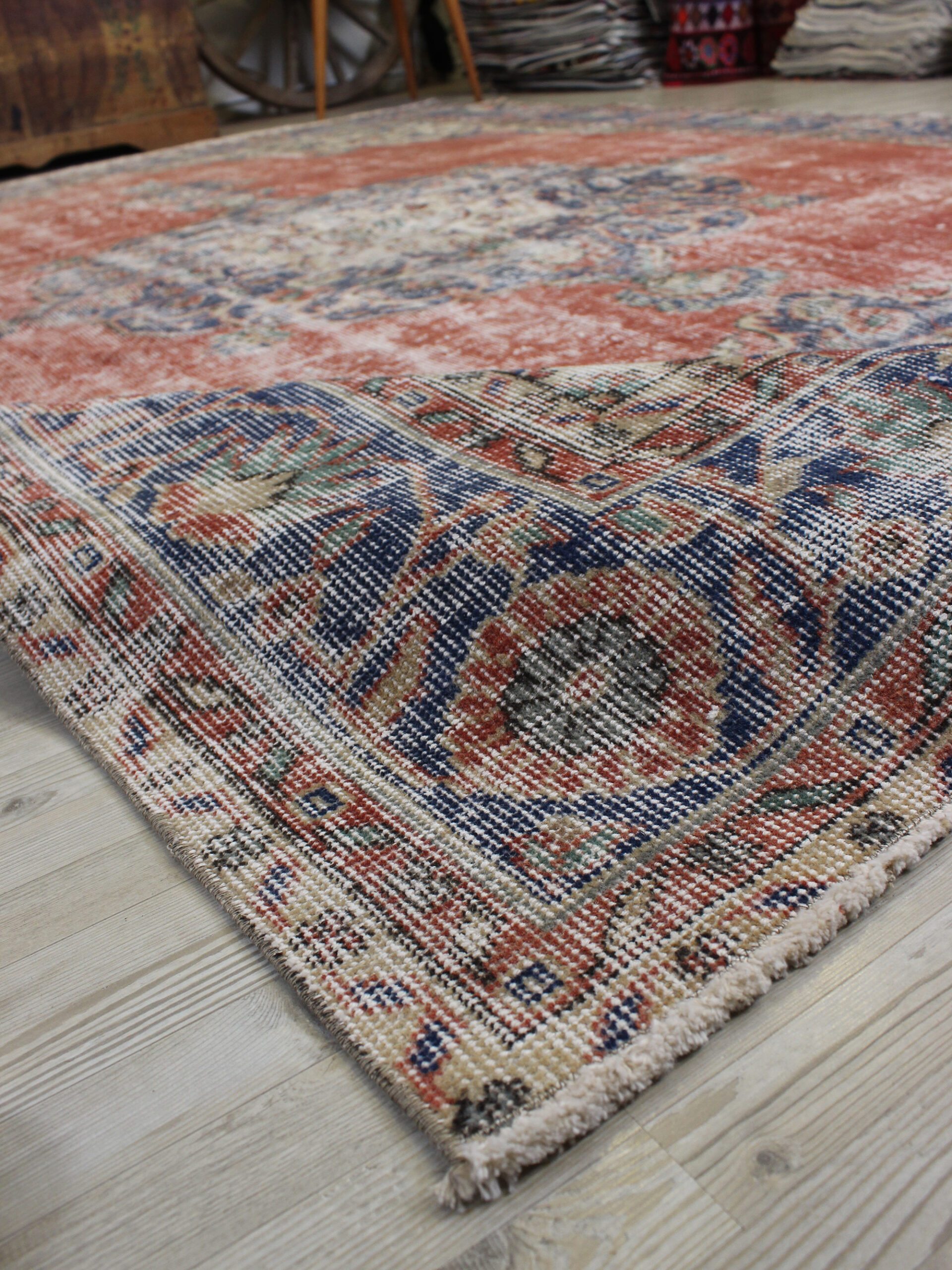 Distressed Handmade Vintage Rug — detail view 5, handmade vintage rug