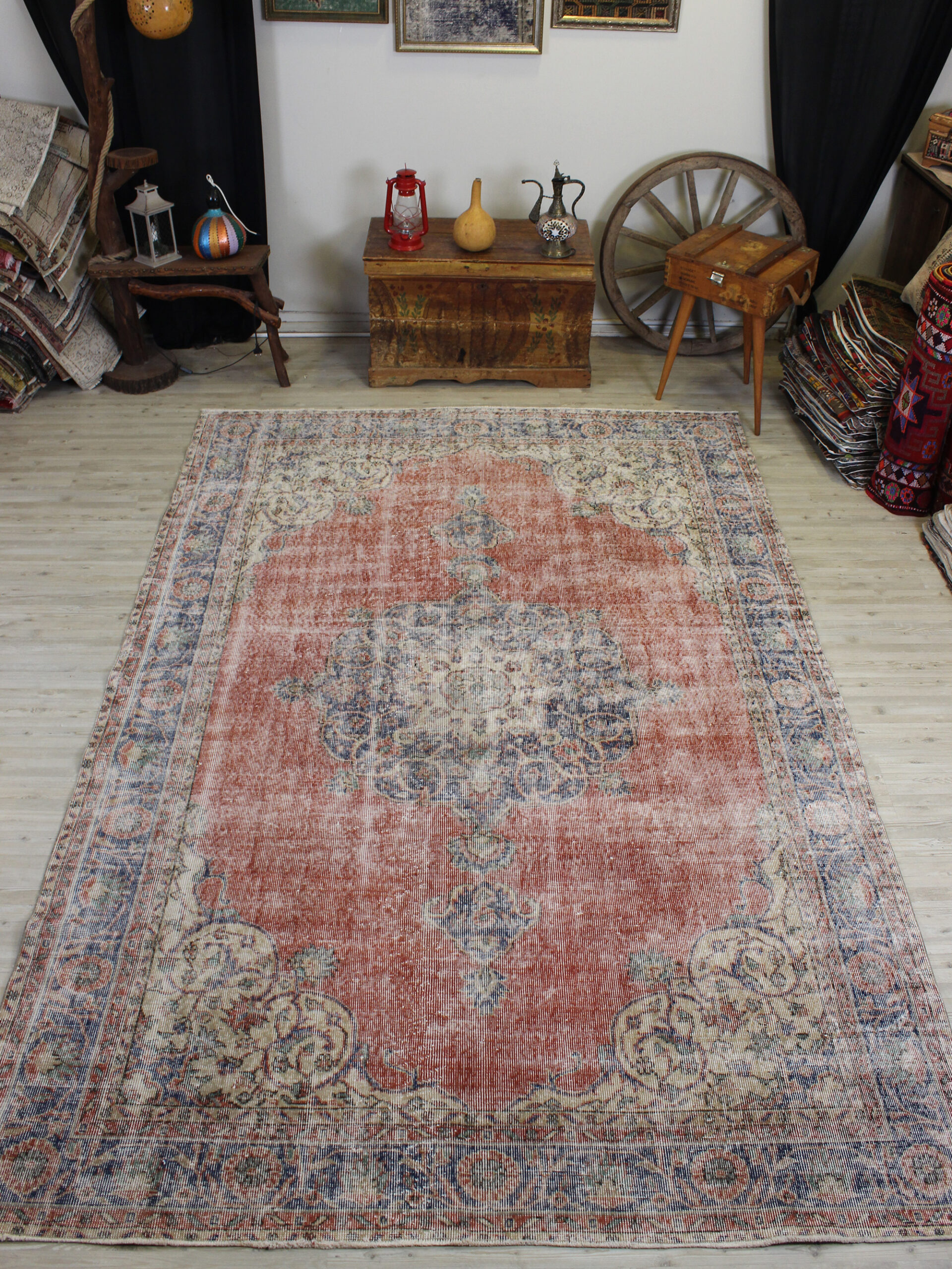 Eskitme El Yapımı Vintage Halı 215 x 318 cm 10627 - Görsel 7