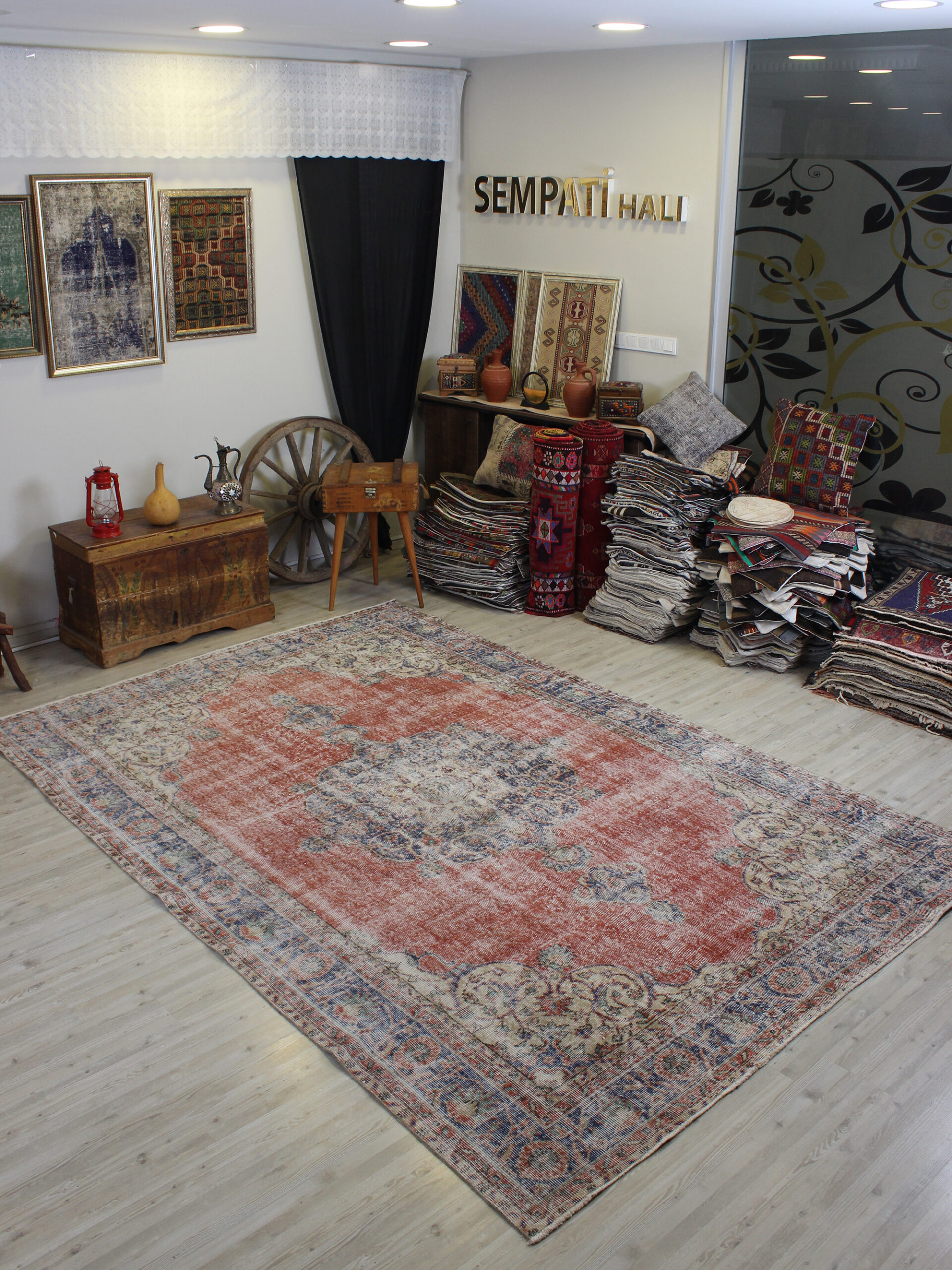 Eskitme El Yapımı Vintage Halı 215 x 318 cm 10627 - Görsel 9