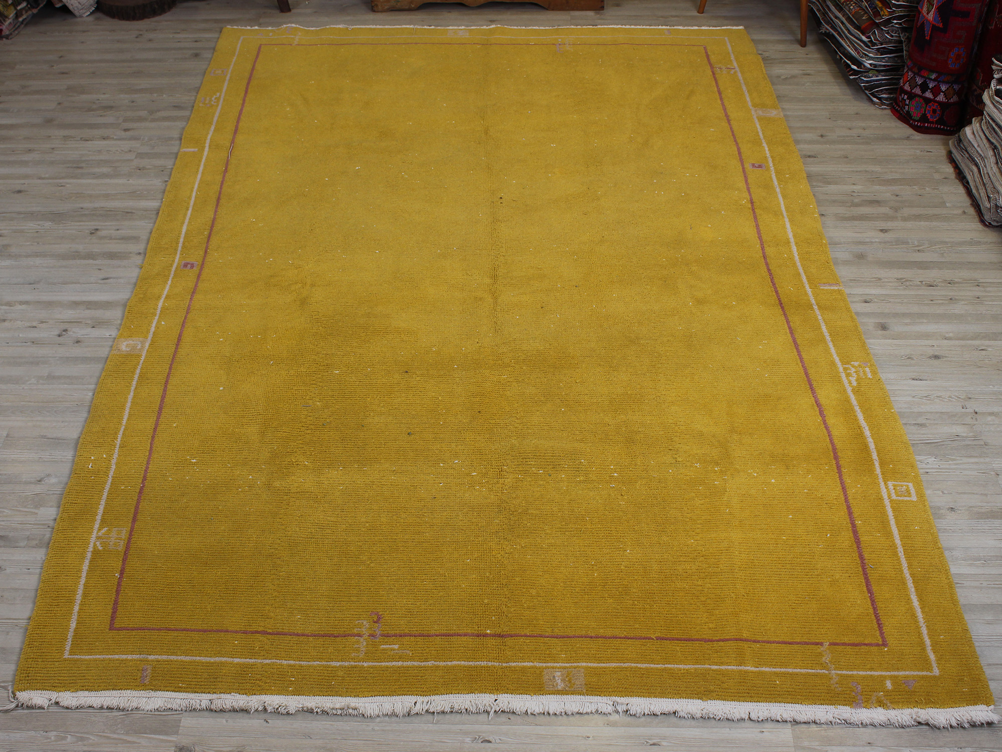 Distressed Hand-Woven Wool Rug, Vintage — detail view 4, handmade vintage rug