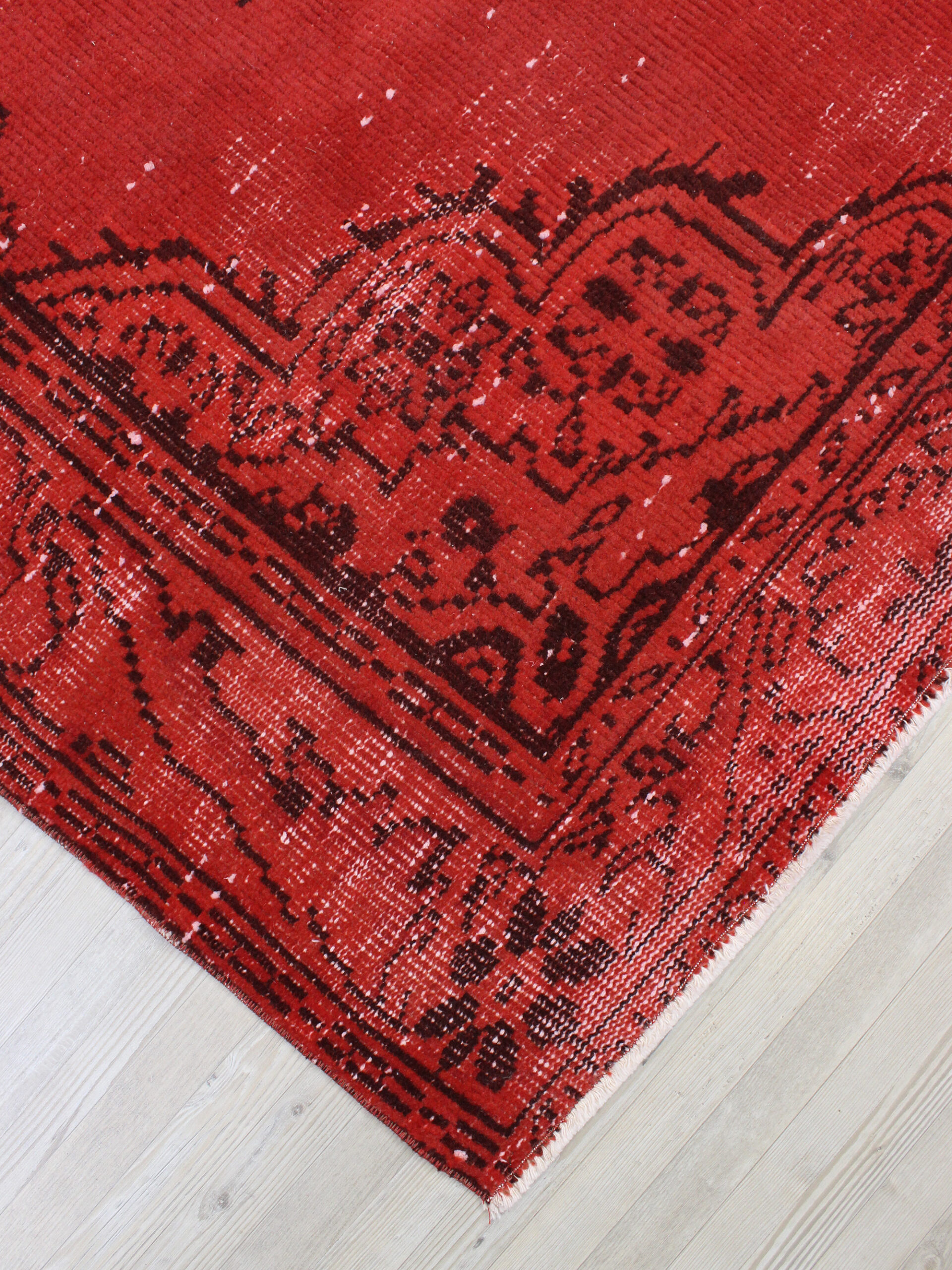 Hand-Woven Distressed Wool Rug — detail view 3, handmade vintage rug