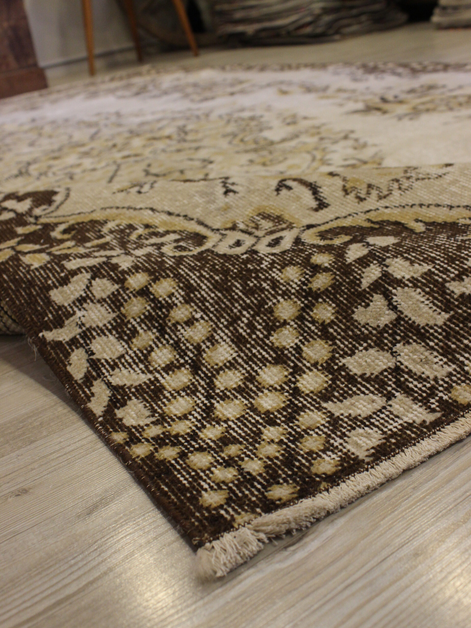 Handmade Distressed Wool Rug — detail view 5, handmade vintage rug