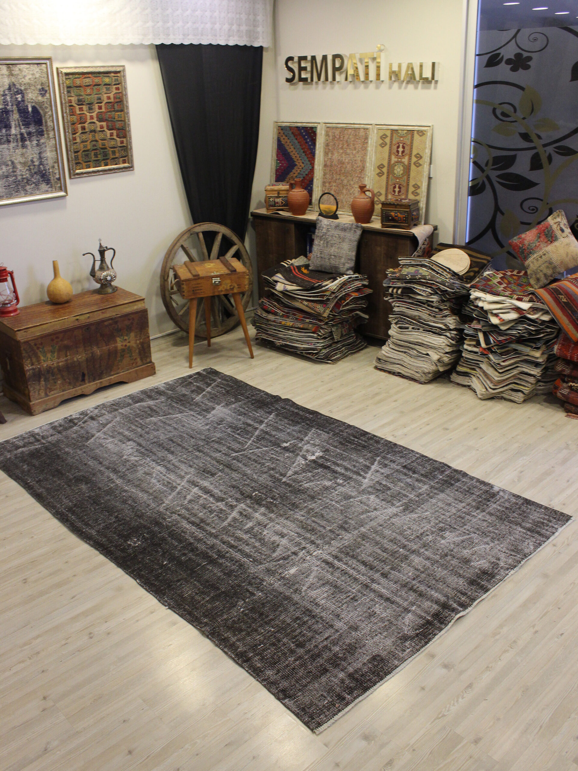 Distressed Vintage Handmade Rug — detail view 2, handmade vintage rug