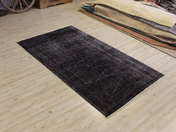 Vintage Handwoven Wool Rug, Handmade rug, cotton wool/weave, size 113 × 204 cm, from Isparta, SKU 10680