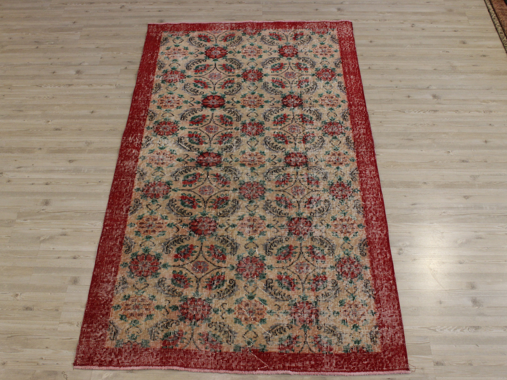 Distressed Vintage Hand-Knotted Rug — detail view 2, handmade vintage rug