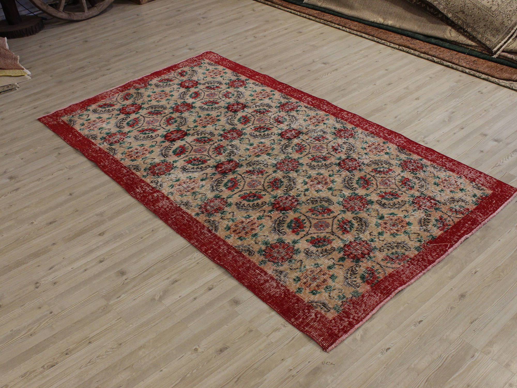 Distressed Vintage Hand-Knotted Rug — detail view 3, handmade vintage rug