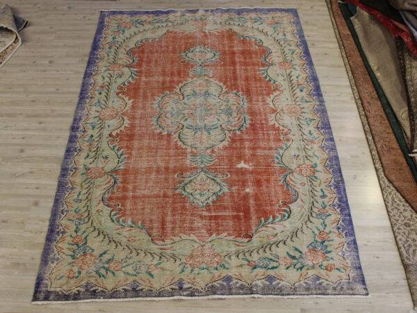 Distressed Handmade Rug, Vintage, Handmade rug, cotton wool/weave, size 176 × 251 cm, from Bursa, SKU 10691