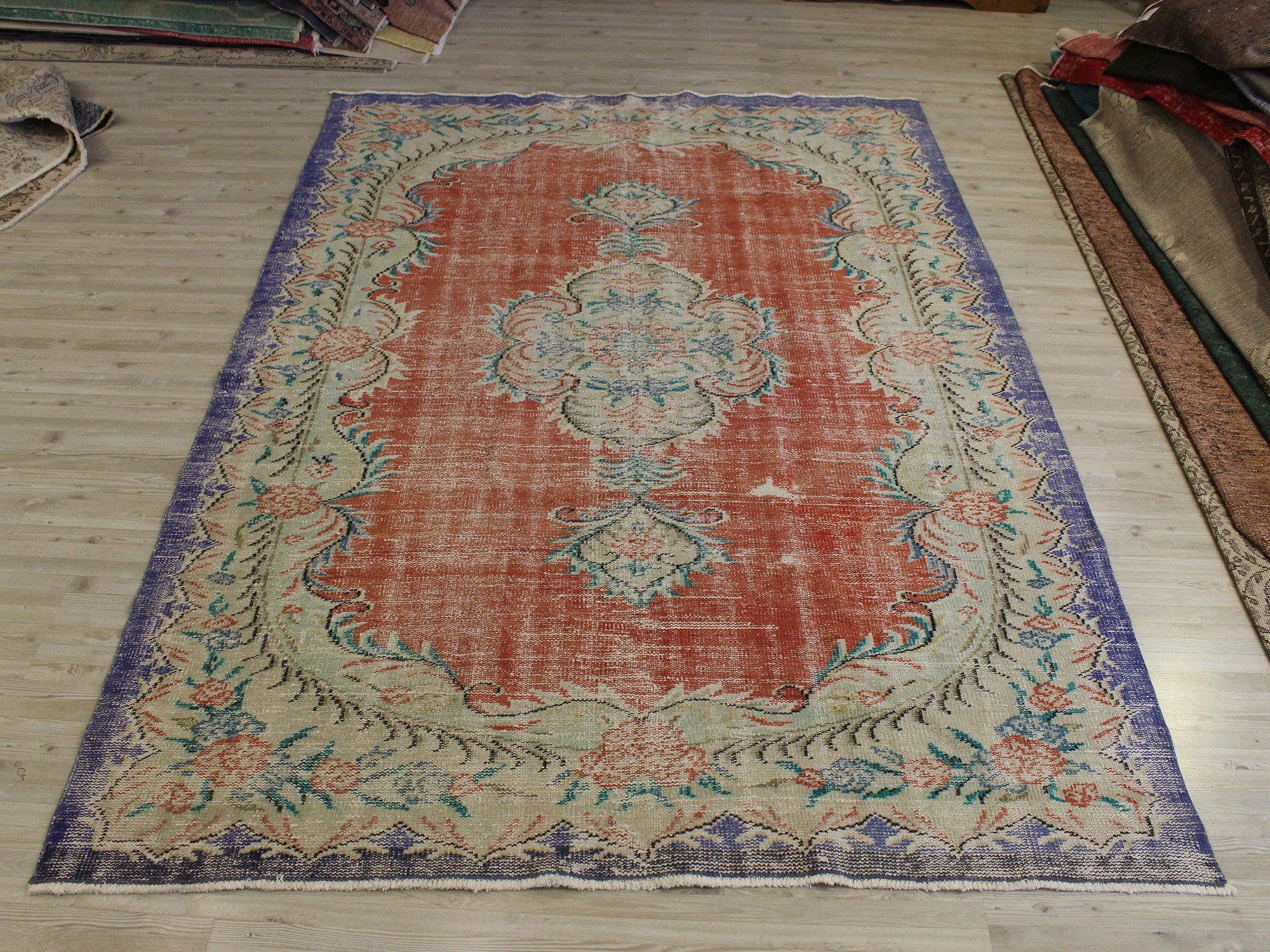 Distressed Handmade Rug, Vintage — detail view 3, handmade vintage rug