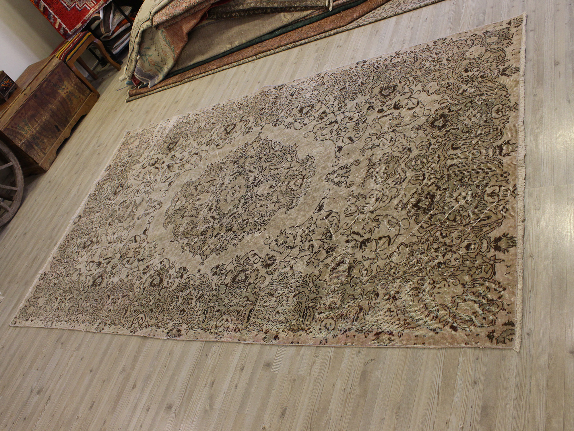 Distressed Hand-Woven Rug, Vintage — detail view 2, handmade vintage rug