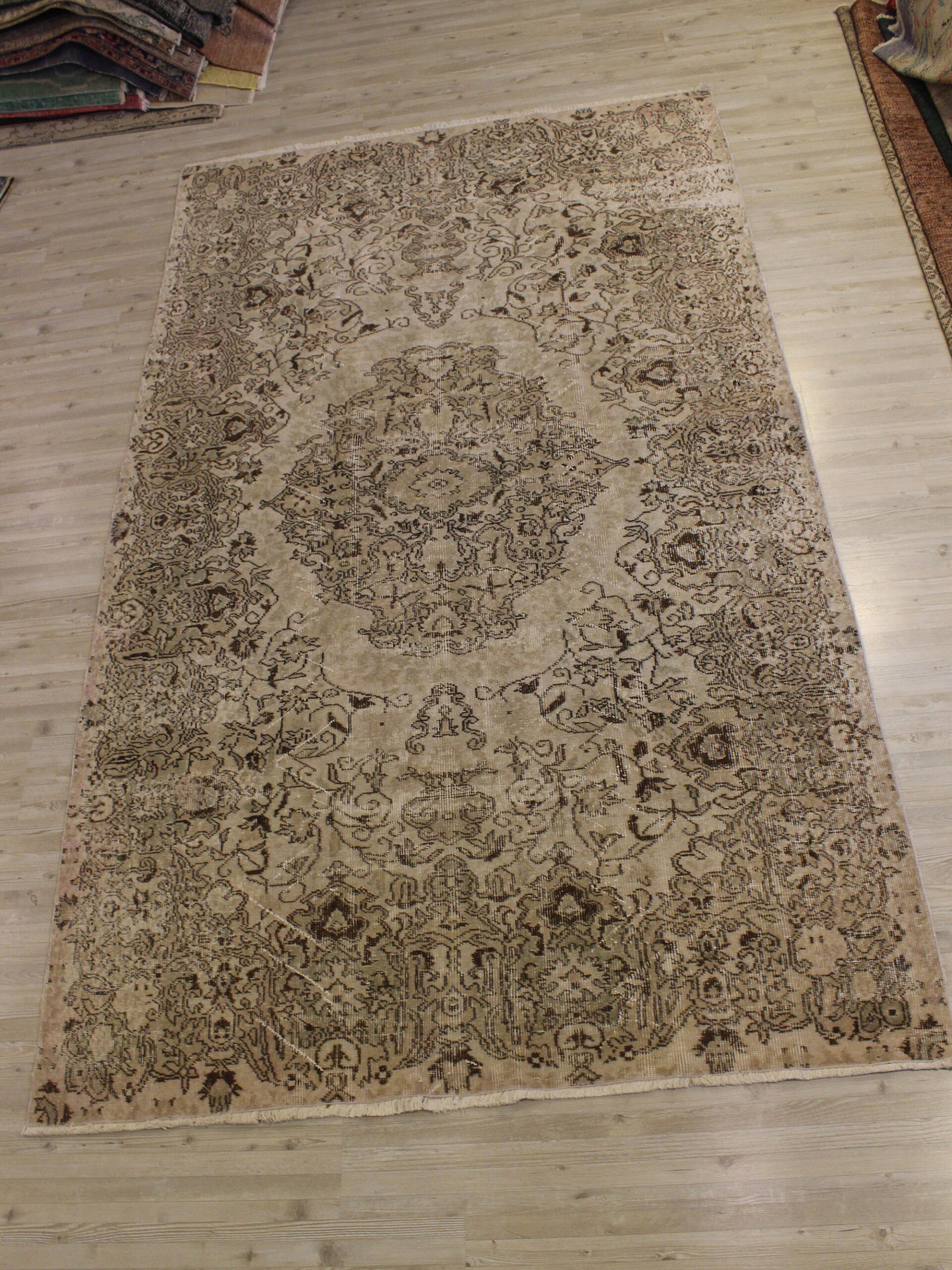 Distressed Hand-Woven Rug, Vintage — detail view 3, handmade vintage rug