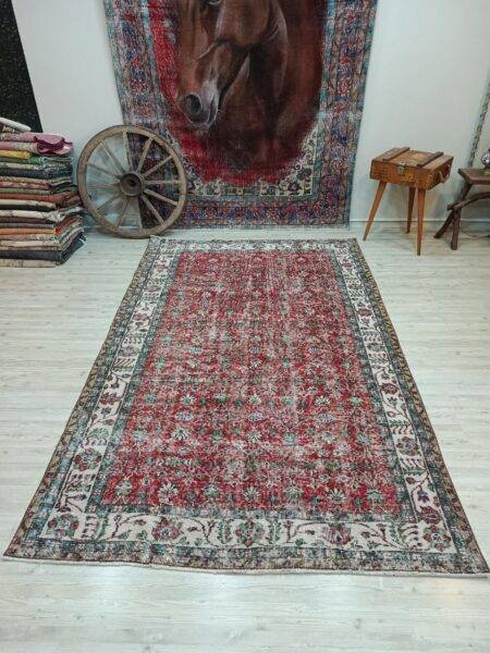 100% Wool Vintage Handwoven Rug, Handmade rug, wool wool/weave, size 166 × 268 cm, from Bursa, SKU 10821