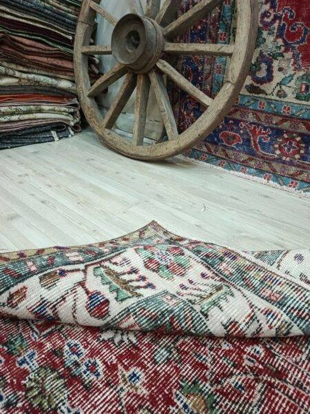 100% Wool Vintage Handwoven Rug, detail view 2, handmade rug, SKU 10821