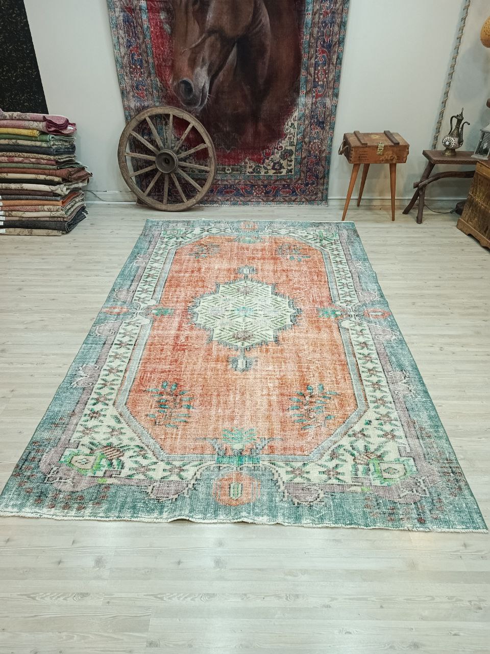 Handwoven Natural Wool Rug — detail view 3, handmade vintage rug
