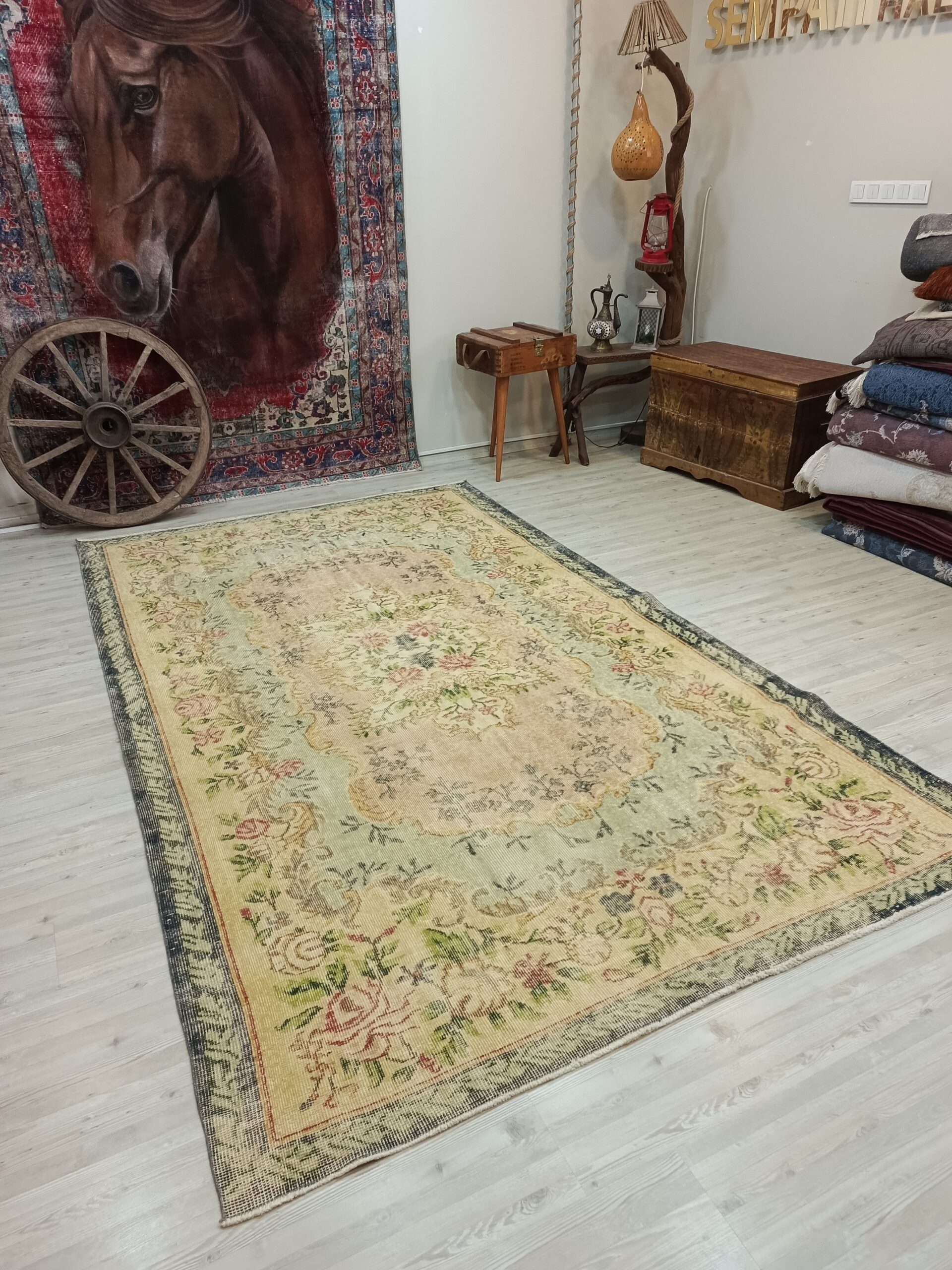Doğal Yün Eskitme Vintage Halı 178x302 cm 10826