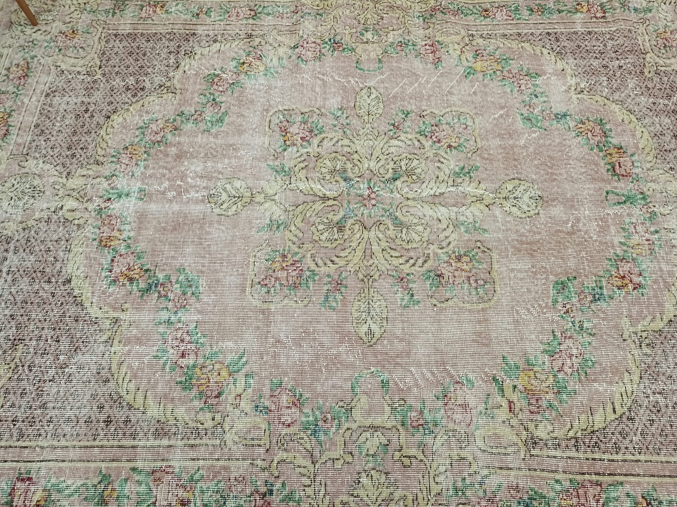 Hand-Woven Vintage Natural Wool Rug — detail view 4, handmade vintage rug