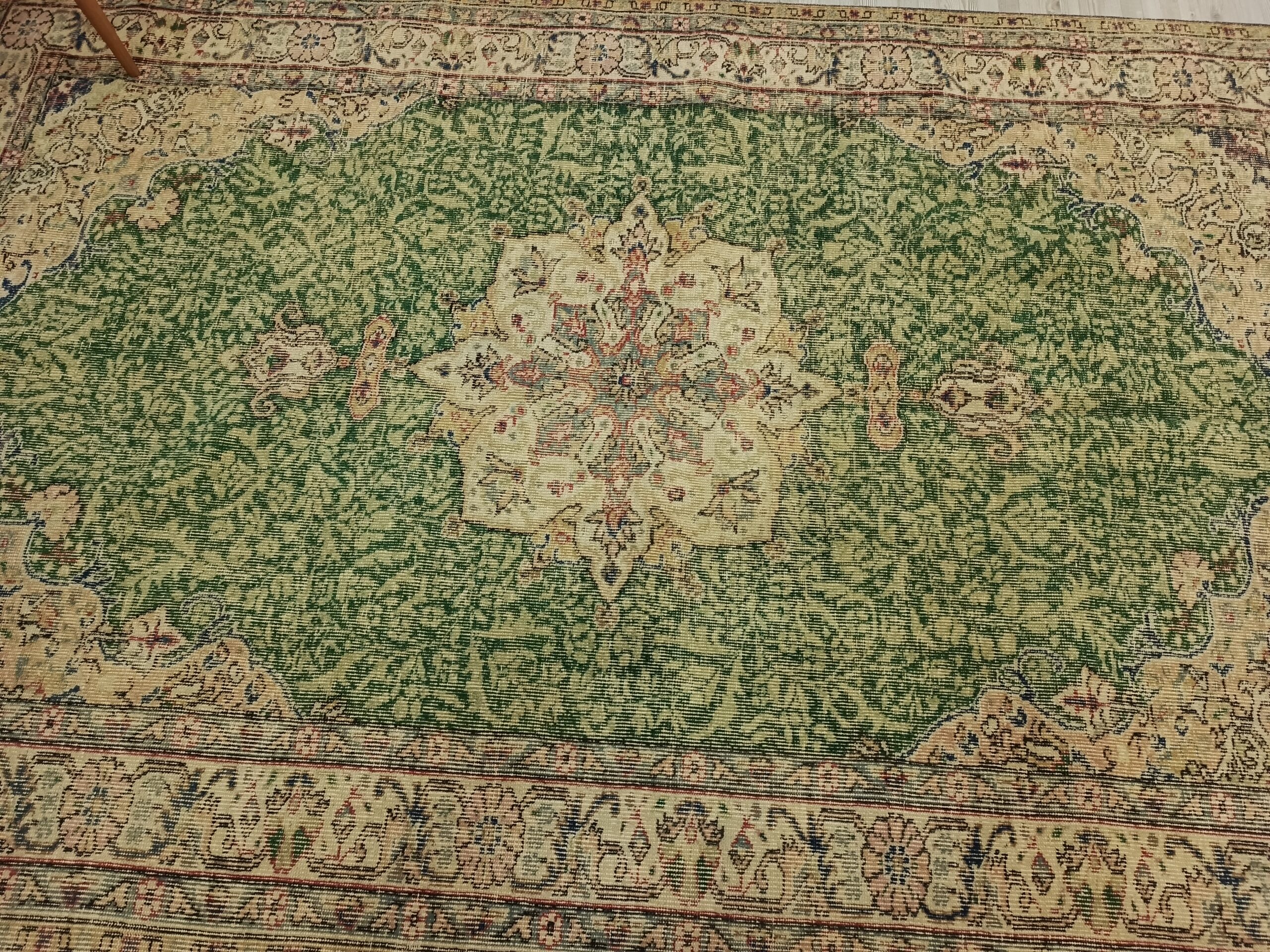 Distressed Natural Wool Handwoven Rug — detail view 4, vintage vintage rug
