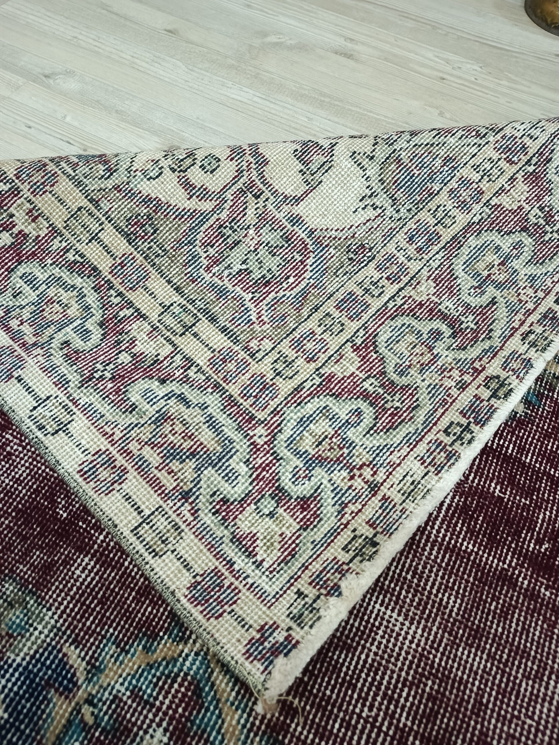Distressed Vintage Hand-Woven Rug — detail view 2, handmade vintage rug