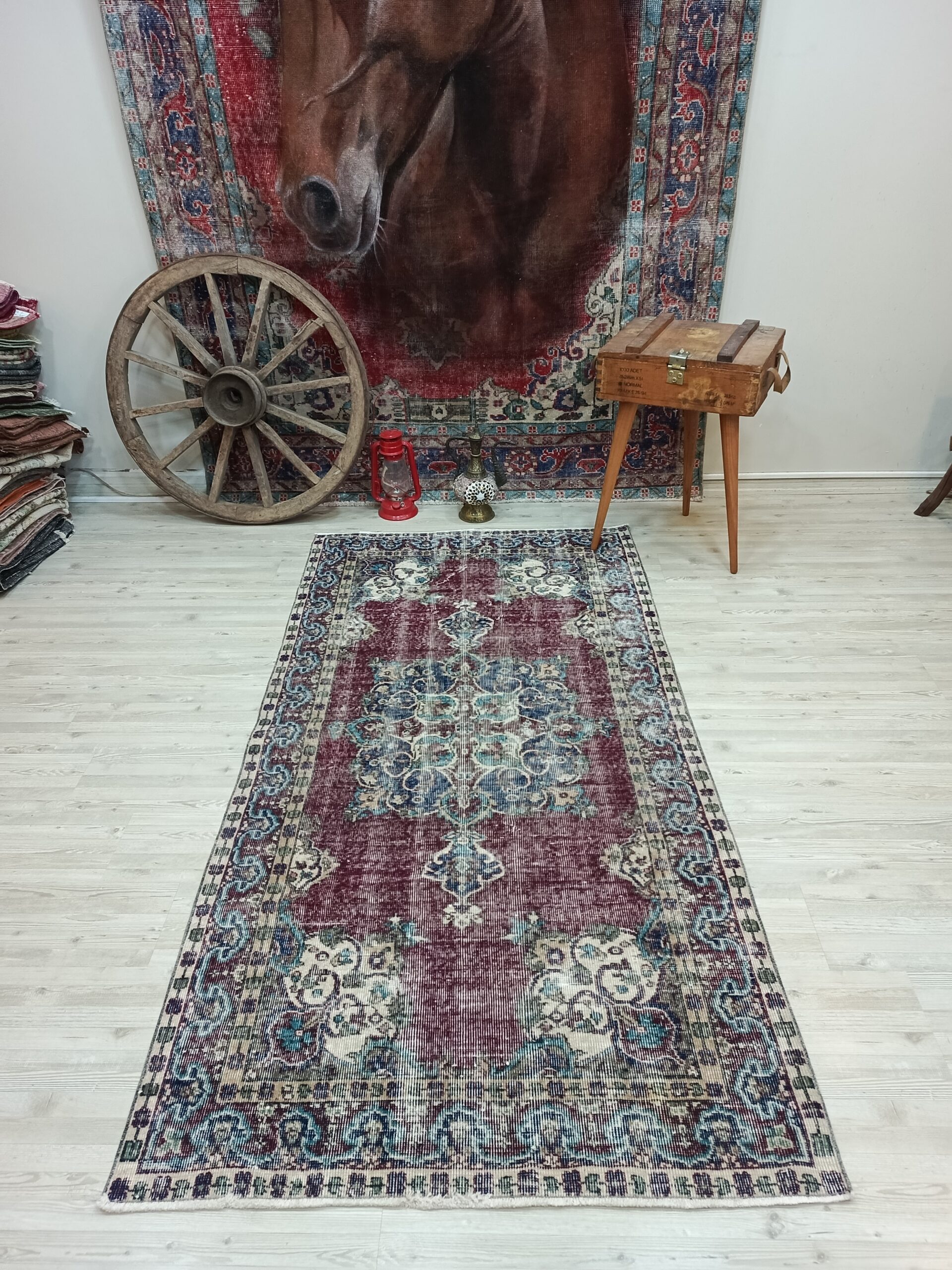 Distressed Vintage Hand-Woven Rug — detail view 5, handmade vintage rug
