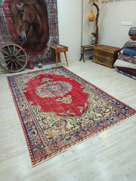 Vintage 100% Wool Rug, detail view 2, handmade rug, SKU 10833