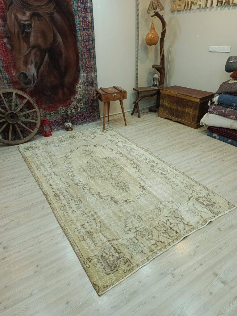 Vintage Wool Rug, Vintage rug, cotton wool/weave, size 150 × 269 cm, from Yahyalı, SKU 10838