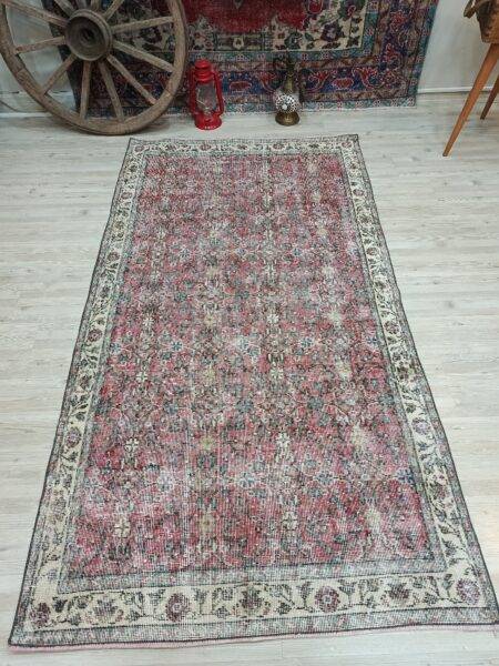 Wool & Cotton Vintage Rug, vintage rug, Vintage, hand-knotted silk, size 115 × 210 cm, from Demirci