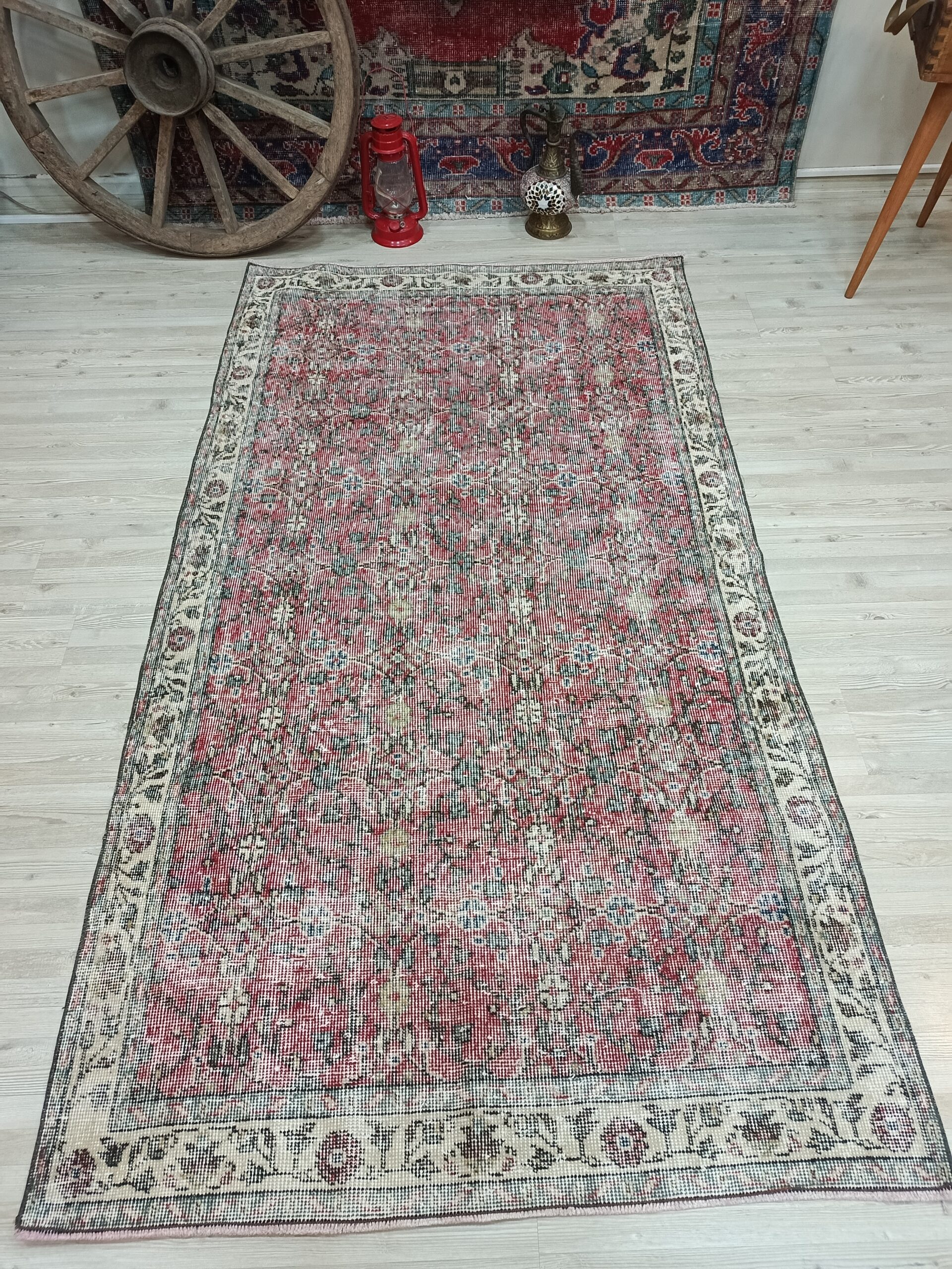 Wool & Cotton Vintage Rug, vintage rug, Vintage, hand-knotted silk, size 115 × 210 cm, from Demirci