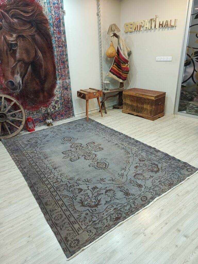 100% Wool Natural Vintage Rug, Handmade rug, wool & cotton wool/weave, size 189 × 278 cm, from Anatolia, SKU 10844